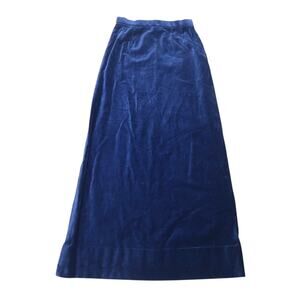 Vintage 80s Nordstrom navy blue velvet maxi a-line skirt 6